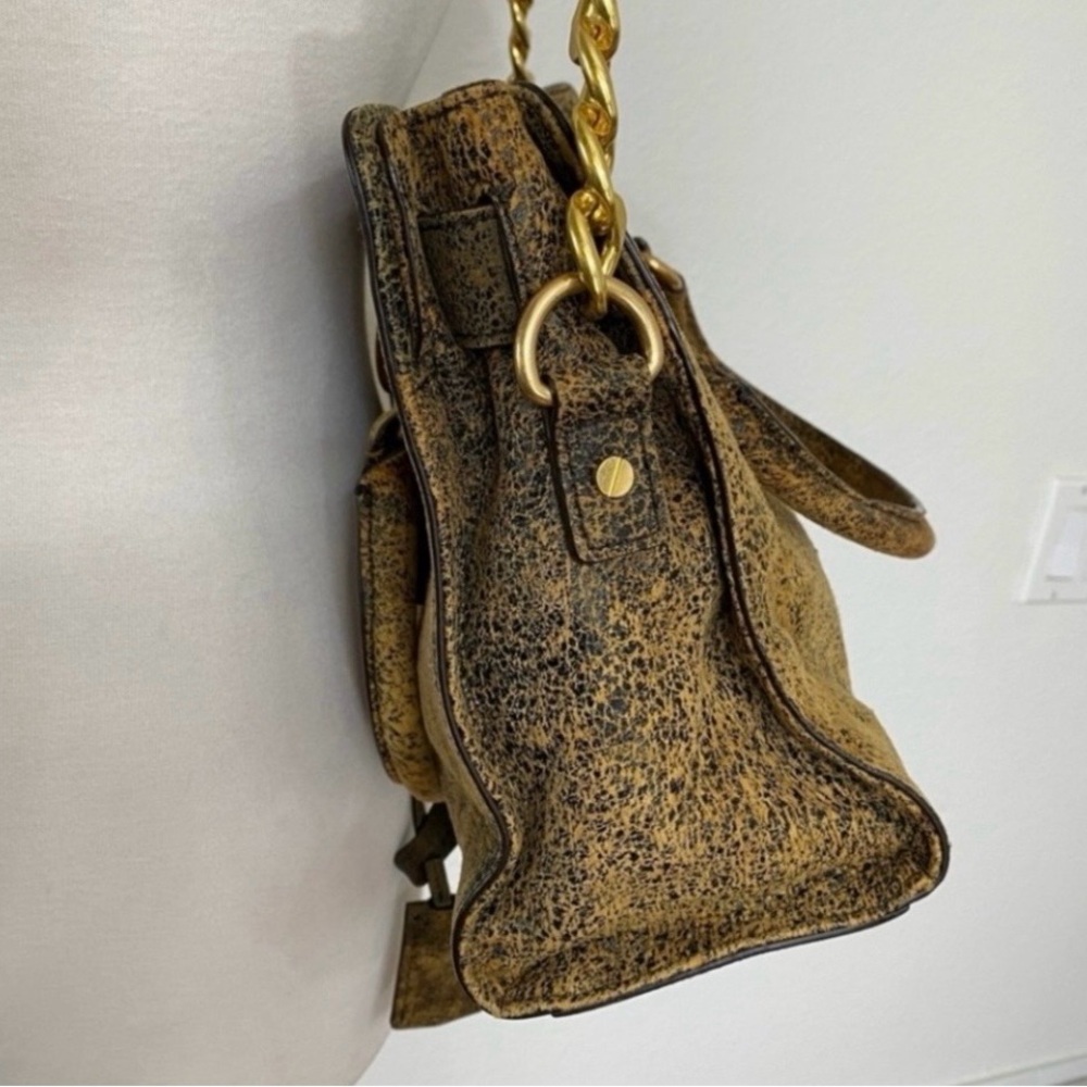Michael Kors Women's Bronze Metallic Hamilton Gold Chunky Chain Strap Satchel - Picture 5 of 16